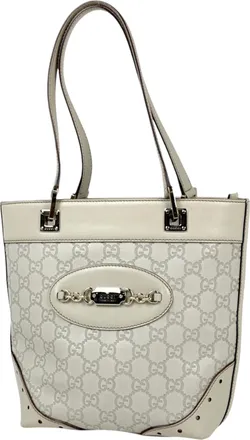 Gucci White Leather Tote Bag (Pre-Owned)