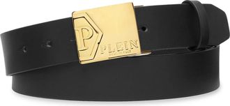 Philipp Plein Iconic Plein Belt - Heren - Riemen - Zwart - 100 CM - Leer - Accessoires