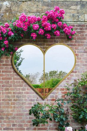 MirrorOutlet Gold Metal Framed Heart Shaped Wall Garden Mirror (80 X 80CM) | Size: 1 Pack