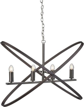 Searchlight Hoopla - Colgante de 4 luces de peltre, negro, E14 - Searchlight