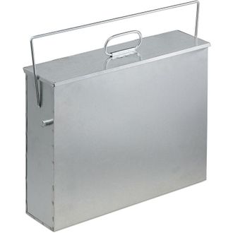 Elle Cubo Para Cenizas, Cuadrado, Con Tapa, 15 L, Acero Galvanizado, Para Chimenea, Barbacoa, Estufa, Color Plata