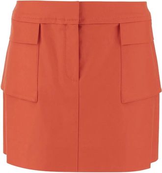 Tory Burch Rokken, Dames, Oranje, S, Katoen, Oranje Stretch Katoenen Rok Voor Sluiting