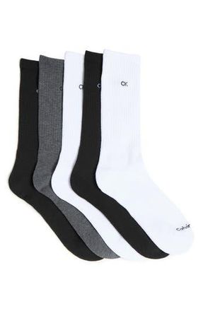 Calvin Klein Basic Sport Athletic Socks - Pack of 5 in White/Grey/Black at Nordstrom Rack