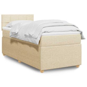 vidaXL Cama Box Spring Con Colch&oacute;n Tela Color Crema 90x200 Cm Vidaxl