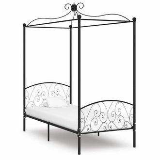 vidaXL Estructura De Cama Con Dosel Sin Colch&oacute;n Metal Negro 90x200 Cm Vidaxl