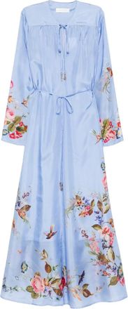 Zimmermann Patience maxi dress - women - Silk/Recycled Polyester/Spandex/Elastane - 0 - Blue