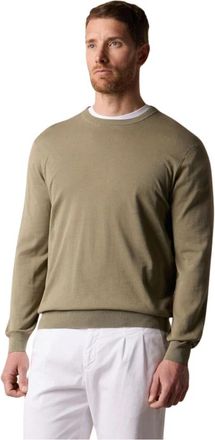 Brooks Brothers Mak&ograve; Katoenen Trui met Ronde Hals - Heren - Ronde hals truien - Groen - L - Katoen - Truien & Vesten
