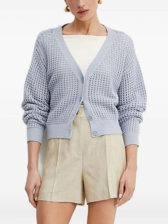 Guess Co button-front open-knit cardigan - Blue