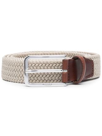 BOSS woven engraved-logo belt - Neutrals