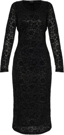Versace Jeans Couture Abito midi a maniche lunghe con pizzo - Nero