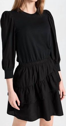 Nation Ltd Tenley Ruffled Combo Mini Dress In Jet Black