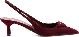 Prada 55 mm slingback pumps met logodetail - Rood