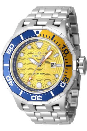 Invicta Pro Diver 47844 Heren Horloge - Quartz Uurwerk - Roestvrij Staal met Gele Wijzerplaat - 52mm