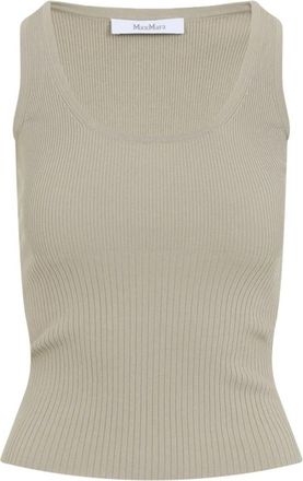 Max Mara Ghiro Gebreide Tanktop - Dames - Tops zonder mouwen - Grijs - XS - Polyester - Tops