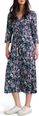 Seasalt Cornwall Chapelle Floral Organic Cotton Jersey Midi Dress in Paper Hellebores Echium at Nordstrom, Size 18 Us