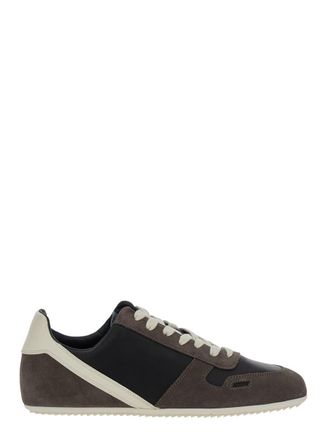 Rick Owens Black Low-Top Sneakers With Suede Inserts In Leather Woman