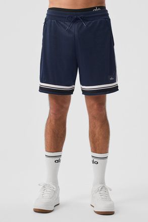 Alo | 7 Key Mesh Basketball Short in Navy Blue, Size: Medium