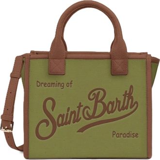 MC2 Saint Barth Midi Schoudertas - Dames - Handtassen - Groen - ONE Size - Katoen - Tassen