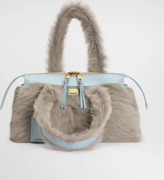 Dolce & Gabbana Vittoria Shoulder Bag In Shearling And Calfskin - Woman Shoulder And Crossbody Bags Multicolor Onesize
