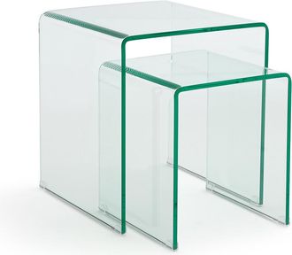 La Redoute Interieurs Set van 2 bijzettafels in gehard glas, Joan