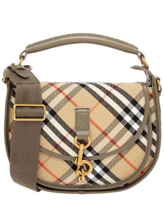 Burberry B Clip Small Check Canvas & Leather Messenger Bag
