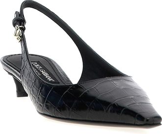 Dolce & Gabbana Womens Mun Slingback Heel Black Calfskin Leather