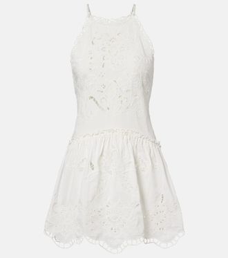 Farm Rio Embroidered cotton minidress