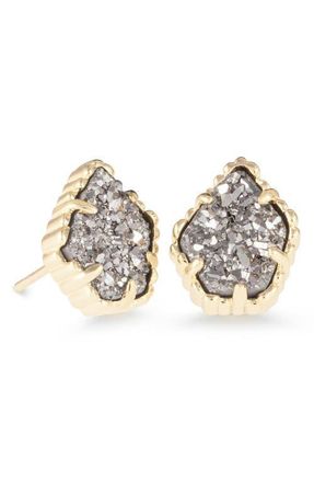Kendra Scott Tessa Stone Stud Earrings in Platinum Drusy/Gold at Nordstrom