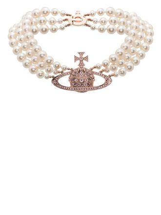 Vivienne Westwood Three Row Pearl Bas Relief Choker