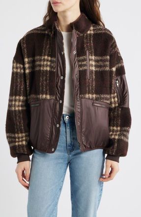 dRA Lucien Leopard Mixed Media Jacket in Latte Brown at Nordstrom, Size X-Small
