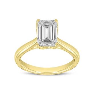 LuvMyJewelry Rahina 14K Yellow Gold Emerald Lab Grown Diamond Solitaire Engagement Ring - 1.5 Ct at Nordstrom, Size 7