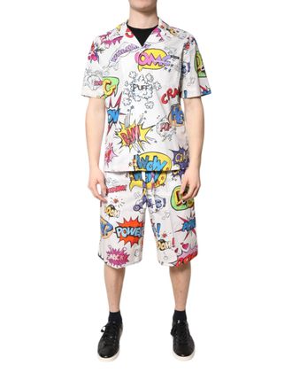 Dolce & Gabbana White Cartoon Print Cotton Men Pajama Set Sleepwear Clothing