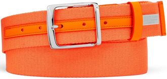 Philipp Plein leather-trim buckle belt - men - Fabric/Calf Leather - 110 - Orange