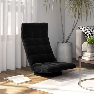 vidaXL Silla De Suelo Giratoria De Terciopelo Negro Vidaxl