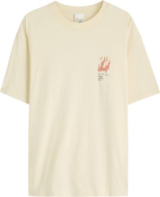 Nudie Jeans Koffe Printed Cotton T-shirt - Ecru - XL