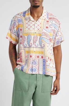 Obey Archie Short Sleeve Button-Up Shirt in Cream Multi at Nordstrom Rack, Size Medium