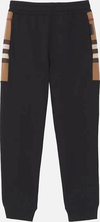Burberry Mens Burberry Check Panel Jogging Pants Black - Size: XL