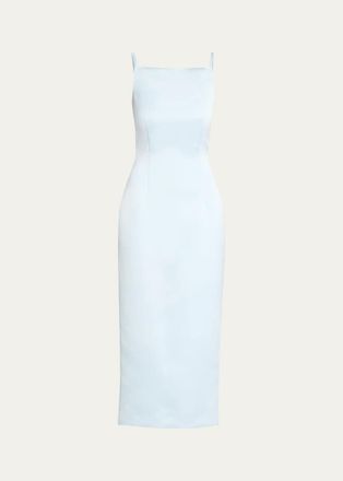 Prabal Gurung Square-Neck Satin Sheath Midi Dress
