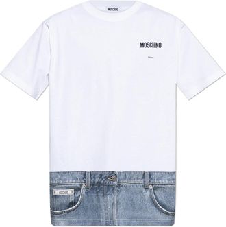 Moschino T-shirt met print - Heren - T-shirts - Wit - S - Katoen - Tops