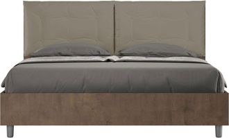 ITYhome Letto Matrimoniale Con Cuscini In Similpelle - Egos Annalisa - Tipologia Letto: Con Rete - Dimensione Rete: 160x190 - Colore: Noce/cappuccino