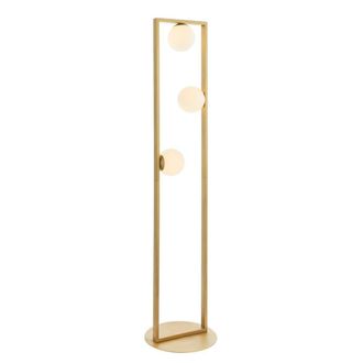Netlighting Teo Multi Arm Floor Lamp Brushed Gold Finish Gloss Opal Glass 3x G9
