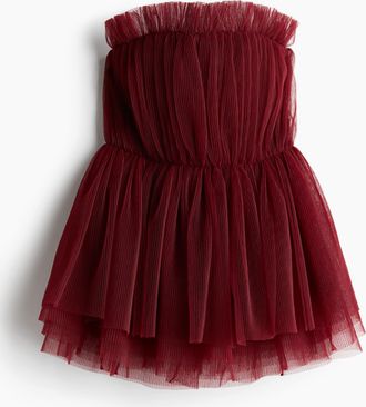 H&M Plissiertes Bandeau-Top aus T&uuml;ll - Red