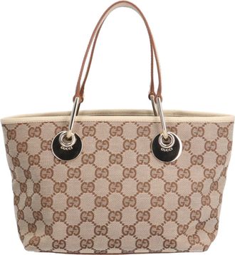 Gucci Beige Brown Gg Canvas Tote Bag (Pre-Owned)