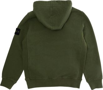 Stone Island Boys Hoodie Green Cotton Hoods & Sweatshirts