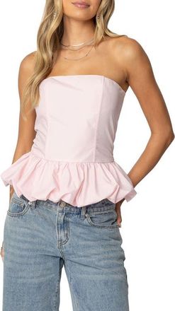 Edikted Everlee Strapless Bubble Hem Corset Top in Light-Pink at Nordstrom, Size X-Small