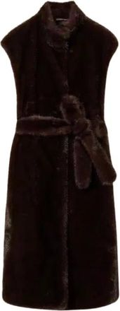 Twinset Jassen, Dames, Bruin, S, Nepbont, Lange nepbont gilet