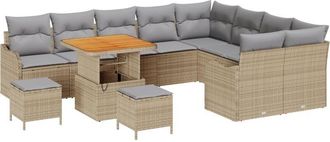vidaXL Vidaxl - Garden Sofa Set Height-Adjustable 12 pcs Beige Poly Rattan