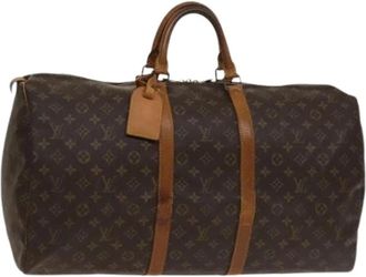 Louis Vuitton Tweedehands Canvas Louis Vuitton tassen - Dames - Vintage Weekendtas - Bruin - ONE Size - Leer - Vintage