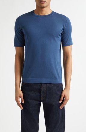 John Smedley Lorca Crewneck T-Shirt in Delft Blue at Nordstrom, Size Xx-Large