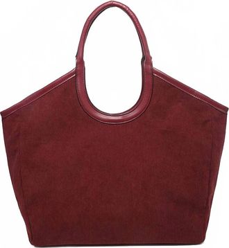 Jen & Co. Womens Piper Contrast Corduroy Mini Tote Bag In Cherry Lacquer